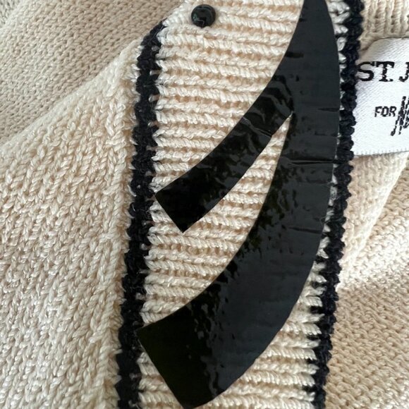 St.John evening vintage cream black print sweater top size S - Picture 5 of 5